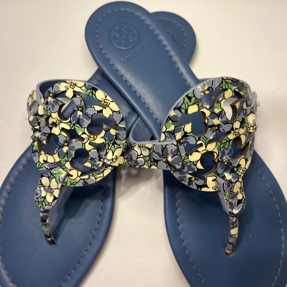 Tory Burch Floral Navy Sandals - Picture 2 of 5